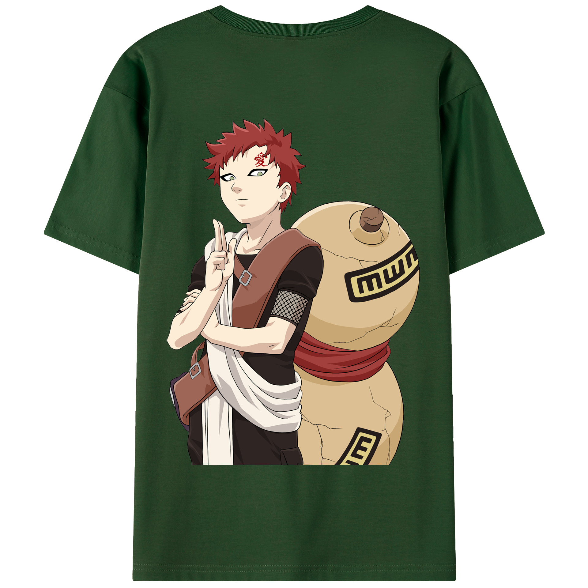（画像用） NARUTO -ナルト- ガアラ Gaara 綿100％半袖Tシャツ（背面プリント）